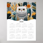 2026 Boho Abstracte Kattenkunst Voljaar Kalender Poster (Voorkant)