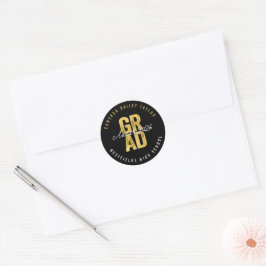 2026 Bold GRAD Goud & Zwart Stijlvolle Afstudeerce Ronde Sticker