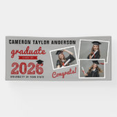 2026 Bold Sketch 3 Foto Collage Afstudeerfeest Spandoek (Horizontaal)