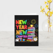 2026 Bookworm Funny Happy New Year Chapter Book Lo Kaart (Gele Bloem)