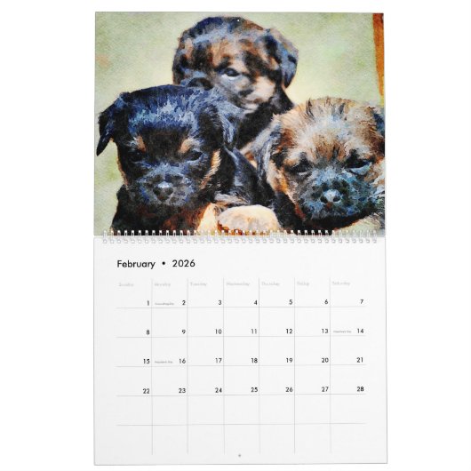 2026 Border Terrier Dog Mama Gift Border Lover  Kalender (Feb 2026)