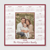 2026 Bourgondië Maroon Foto Magnetische Kalender (Voorkant)
