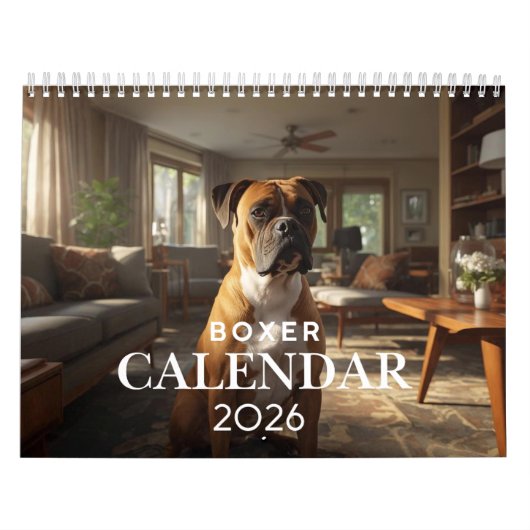 2026 Boxer Dog Wall Calendar | 12 Month Calendar Kalender (Hoes)