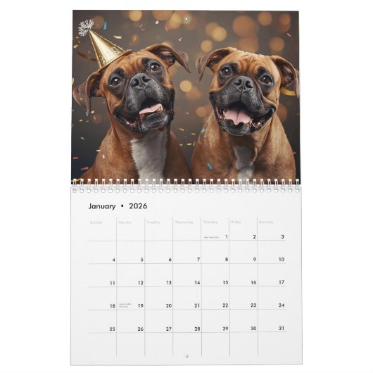 2026 Boxer Dog Wall Calendar | 12 Month Calendar Kalender (Jan 2026)