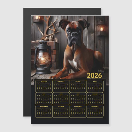 2026 Boxer Hond Kalender – Portret van Rustieke Bl (Voorkant / Achterkant)