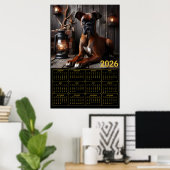 2026 Boxer-hondenkalender – Portret van een rustie Poster (Thuiskantoor)
