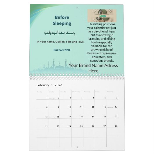 2026 Brandable Islamic Hijri Calendar – Mindfulnes Kalender (Feb 2026)