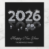 2026 Brilliant Diamonds Luxury New Year Wijn Etiket (Enkel label)
