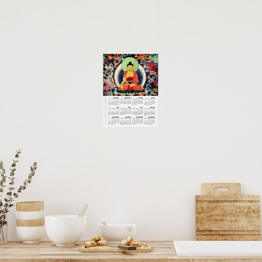 2026 Buddha-kalender, Schakyamuni-schildering, Nep Poster (Keuken)