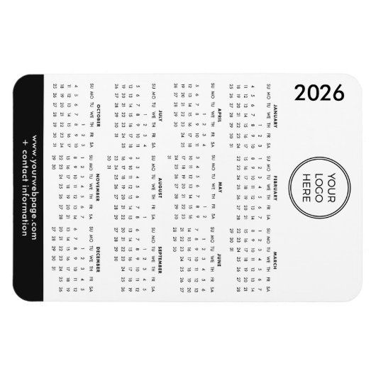 2026 Business Logo Magnet Calendar Magneet (Horizontaal)