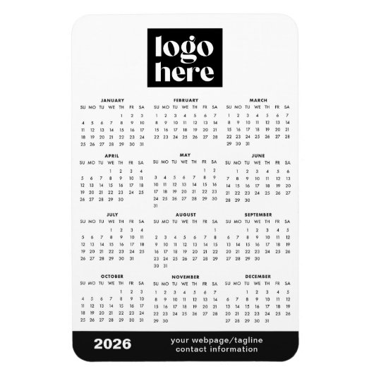 2026 Business Logo Magnet Calendar Magneet (Verticaal)