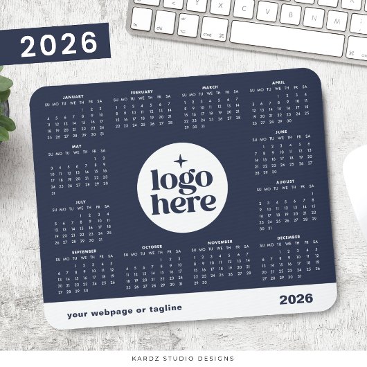 2026 Business Logo Navy Blue Voljaarskalender Muismat