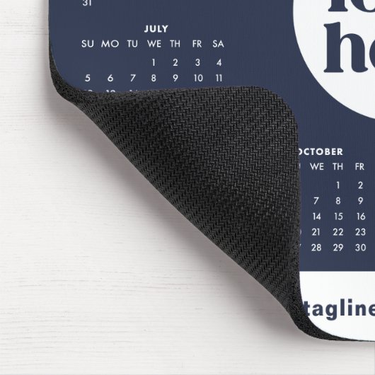 2026 Business Logo Navy Blue Voljaarskalender Muismat (Hoek)