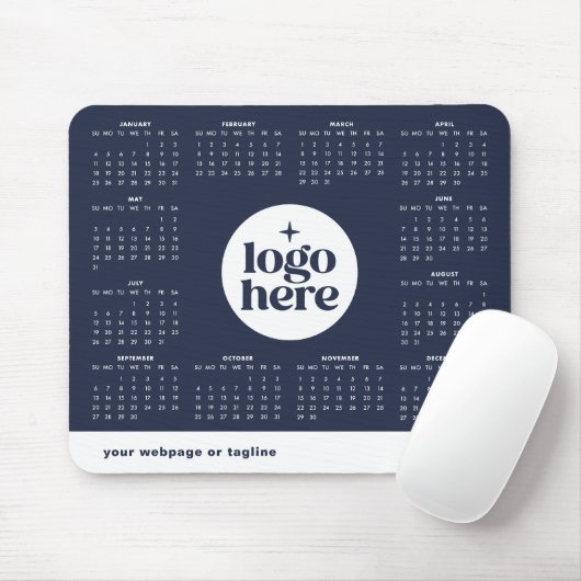 2026 Business Logo Navy Blue Voljaarskalender Muismat (Met muis)