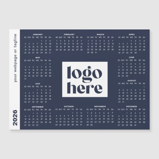 2026 Business Navy Blue Branded Voljaar Kalender (Voorkant)