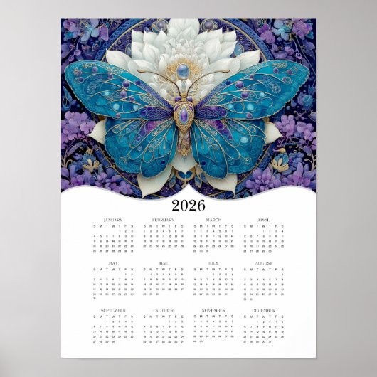 2026 Butterfly Fantasy Art Volledige jaarkalender Poster (Voorkant)