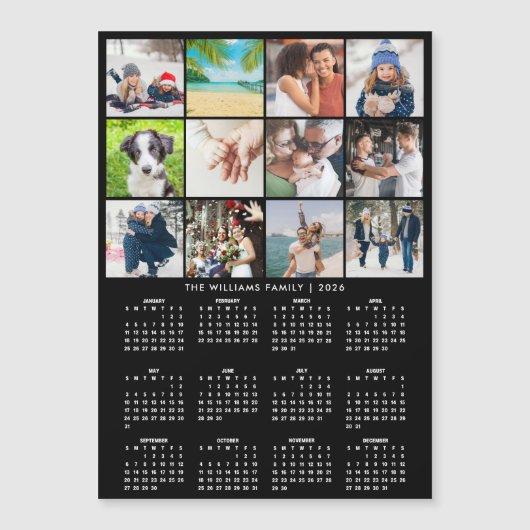 2026 Calendar 12 Photo Collage Magnet (Voorkant)