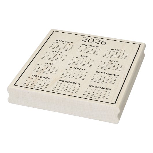 2026 Calendar #2 Four Rows, Three Columns Rubberstempel (Stempel)