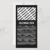 2026 Calendar Add 1 Horizontal Photo Card black (Voorkant)
