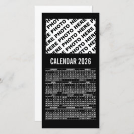 2026 Calendar Add 1 Horizontal Photo Card black