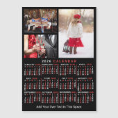 2026 Calendar Black Red Personalized Photo Magnet (Voorkant)