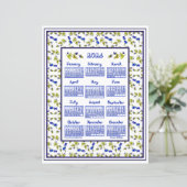 2026 Calendar Blueberries Stem Leaves Fabric Font (Staand voorkant)