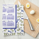 2026 Calendar Blueberries Stem Leaves White Theedoek (Quarter Fold)