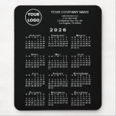 2026 Calendar Business Logo and Text Black Muismat (Voorkant)
