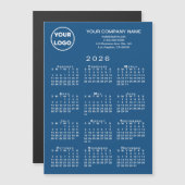 2026 Calendar Business Logo Text Blue Magnet Card (Voorkant / Achterkant)