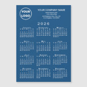2026 Calendar Business Logo Text Blue Magnet Card (Voorkant)