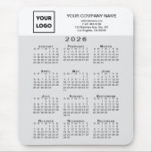 2026 Calendar Business Logo Text Light Grey White Muismat (Voorkant)