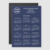 2026 Calendar Business Logo Text Navy Magnet Card (Voorkant / Achterkant)