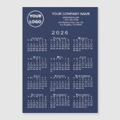 2026 Calendar Business Logo Text Navy Magnet Card (Voorkant)