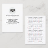 2026 Calendar Card: Sunday Start, Black & White  Visitekaartje (Voorkant / Achterkant)