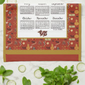 2026 Calendar Chinese Theme Red Repeat Fabric Font Theedoek (Gevouwen)