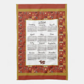 2026 Calendar Chinese Theme Red Repeat Fabric Font Theedoek (Verticaal)