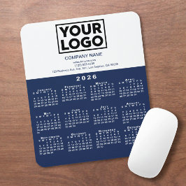 2026 Calendar Company Logo and Text Navy White Muismat