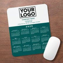 2026 Calendar Company Logo and Text Teal White