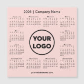 2026 Calendar Company Logo on Coral Pink Magnet (Voorkant)