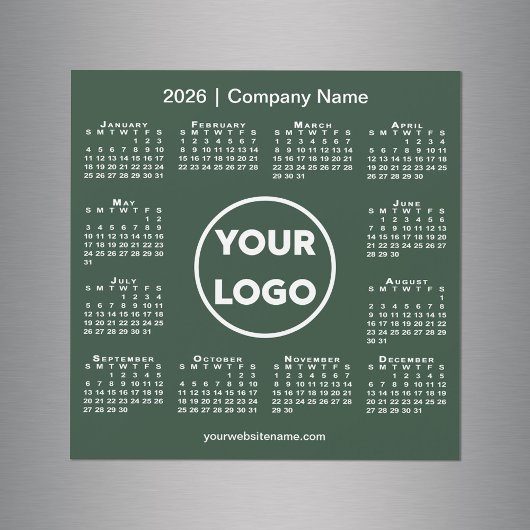 2026 Calendar Company Logo on Forest Green Magnet
