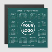 2026 Calendar Company Logo on Teal Green Magnet (Voorkant / Achterkant)
