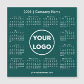 2026 Calendar Company Logo on Teal Green Magnet (Voorkant)