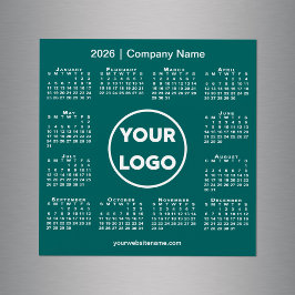 2026 Calendar Company Logo on Teal Green Magnet