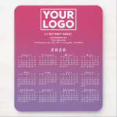 2026 Calendar Company Logo Pink to Purple Gradient Muismat (Voorkant)