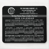 2026 Calendar Custom Business Logo Name Easy Black Muismat (Voorkant)