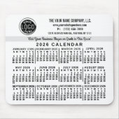 2026 Calendar Custom Business Logo Name Easy White Muismat (Voorkant)