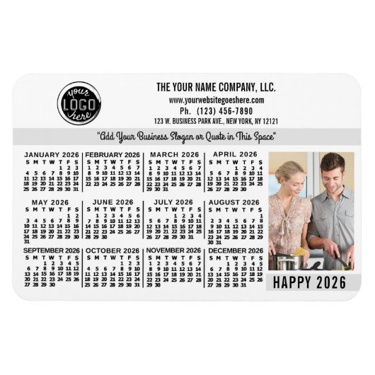 2026 Calendar Custom Business Logo Name Photo Whit Magneet (Horizontaal)