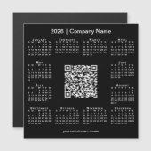 2026 Calendar Custom Business QR Code Black Magnet (Voorkant / Achterkant)