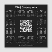 2026 Calendar Custom Business QR Code Black Magnet (Voorkant)