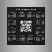 2026 Calendar Custom Business QR Code Black Magnet